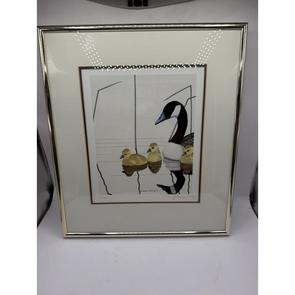 Mother Goose and Young Litho Print by Yvonne Lavoie-Martinez in Gold Color Frame